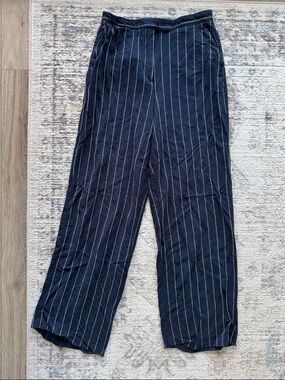 Dynamite Navy Pinstripe Wide Straight Leg Pants
